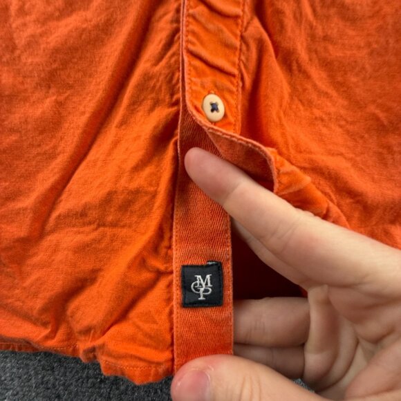 Marc O' Polo Button Up Shirt Oxford Cloth Orange Shaped Fit Cotton Stretch Mem - Picture 8 of 16